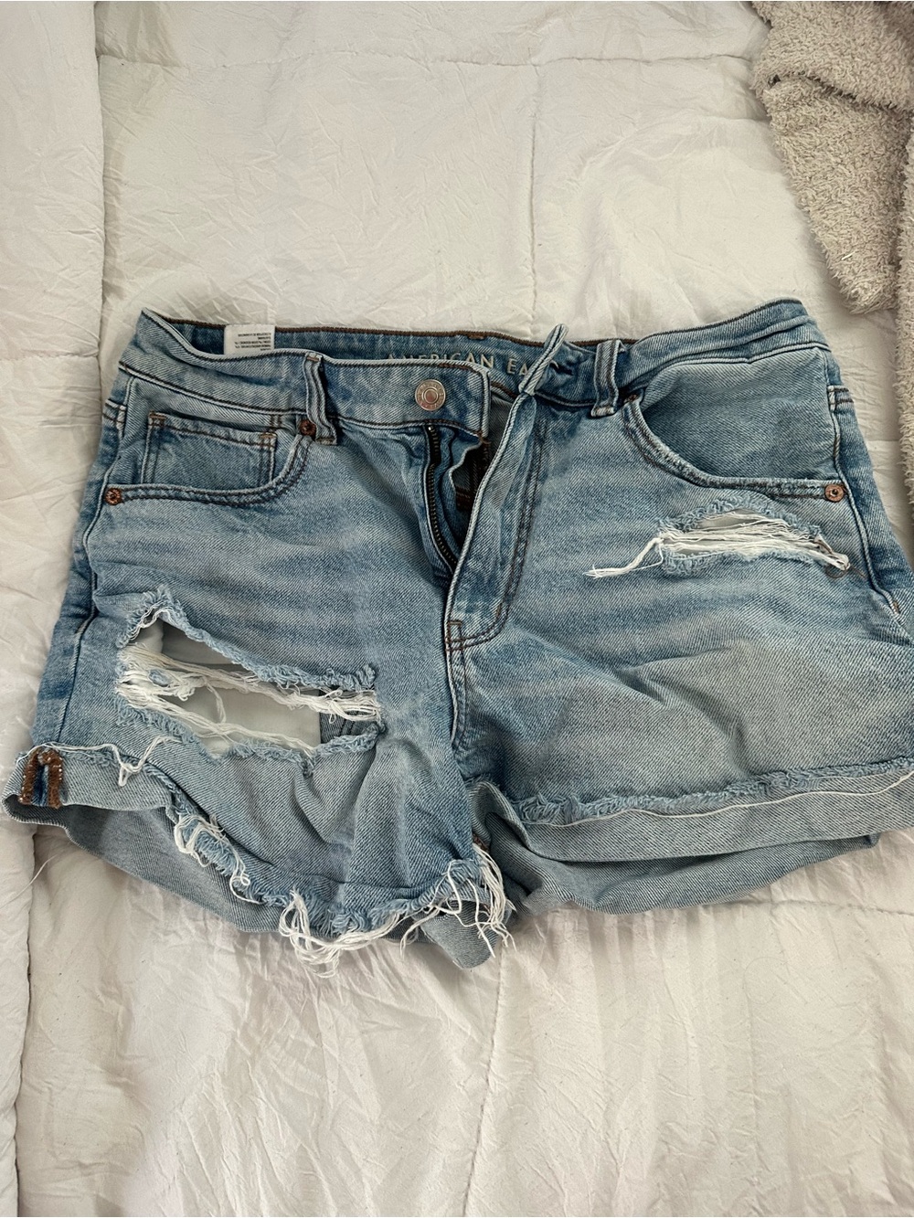 American Eagle Outfitters Light Blue Distressed Denim Shorts